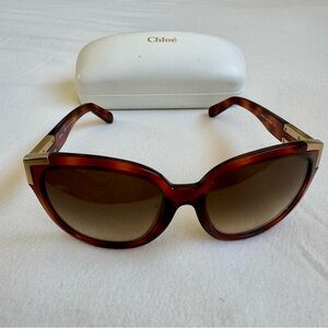 Chloe Brown Sunglasses with Gold Accents